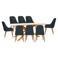 BASEMENT HOME - Juego de Comedor Gregorio Kant 8 Sillas Azul