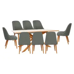 BASEMENT HOME - Juego de Comedor Gregorio Kant 8 Sillas Gris Oscuro