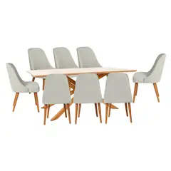 BASEMENT HOME - Juego de Comedor Gregorio Kant 8 Sillas Gris