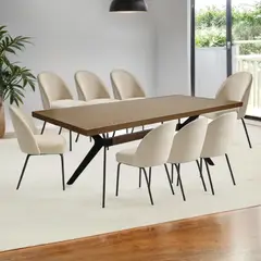 BASEMENT HOME - Juego de Comedor New Eliot Creston 8 Sillas Beige