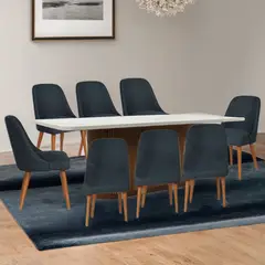 BASEMENT HOME - Juego de Comedor Victoria Kant Rectangular 8 Sillas Azul