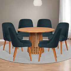 BASEMENT HOME - Juego de Comedor Adrick Kant 6 Sillas Azul