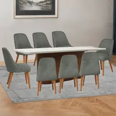 BASEMENT HOME - Juego de Comedor Victoria Kant Rectangular 8 Sillas Gris Oscuro
