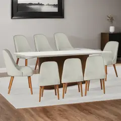 BASEMENT HOME - Juego de Comedor Victoria Kant Rectangular 8 Sillas Gris