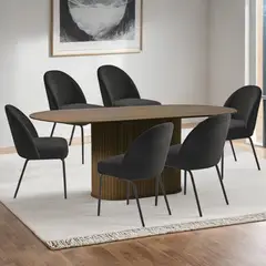 BASEMENT HOME - Juego de Comedor Nola Creston Nogal 6 Sillas Negro