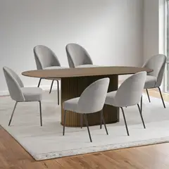 BASEMENT HOME - Juego de Comedor Nola Creston Nogal 6 Sillas Gris