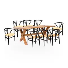 BASEMENT HOME - Juego de Comedor Carmen Kolding 8 Sillas Negro Natural