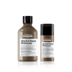 LOREAL PROFESSIONNEL - Shampoo Absolut Repair Molecular 300 Ml Para Cabello Muy Dañado + Mascarilla Absolut Repair Molecular 100 Ml