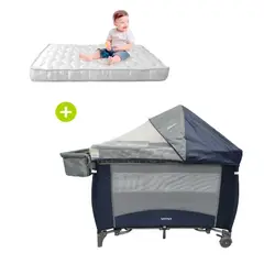 YAMP - Pack Cuna Lima Azul + Colchón Maternelle