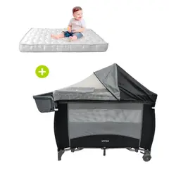 YAMP - Pack Cuna Lima Gris + Colchón Maternelle