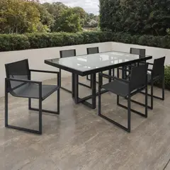 BASEMENT HOME - Juego de Comedor de Terraza Monaco 6 Sillas Gris