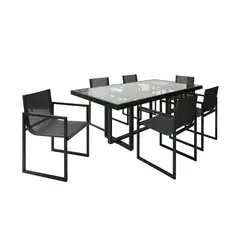 BASEMENT HOME - Juego de Comedor de Terraza Monaco 6 Sillas Gris