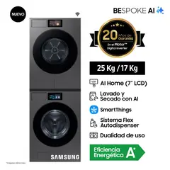 SAMSUNG - Lavadora Bespoke AI 25Kg + Secadora Bespoke AI 17Kg