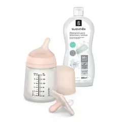 SUAVINEX - Pack Biberón + Chupón Zero Zero Recién Nacido + Detergente Limpiador Biberones 500 Ml
