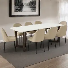 BASEMENT HOME - Juego de Comedor Sofía Creston 8 Sillas Beige