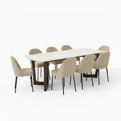 BASEMENT HOME - Juego de Comedor Sofía Creston 8 Sillas Beige