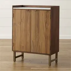 CRATE & BARREL - Bar Cantina de Madera con Encimera de Mármol 2 Puertas