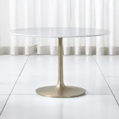 CRATE & BARREL - Mesa de Comedor Nero de Mármol Blanco con Base de Latón Dorado (4 Puestos)