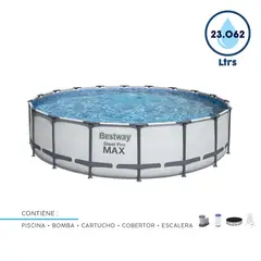 BESTWAY - Combo Piscina Estructural Redonda con Bombra 549x122cm 23062l + Cobertor + Escalera