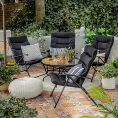 JUST HOME COLLECTION - Juego de Living de Terraza Sao Paulo 4 Personas Negro