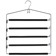 JUST HOME COLLECTION - Colgador de Pantalones 5 Divisiones de Metal Negro