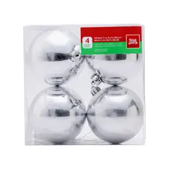DEAR SANTA - Set 4 Esferas Brillo Plata Navidad 9cm