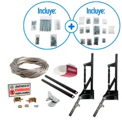 undefined - Combo Motor Power Gate 1/2 HP + Manija Acero + 2 Resortes de Brazo Levadizo 75 kg + Kit de Sistema de Cierre + Cable Acero + Kit de Instalación Manual + Accesorios + Equipo Levadizo Doble