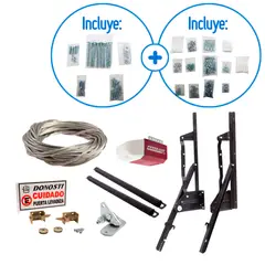 undefined - Combo Motor Power Gate 1/2 HP + Manija Acero + 2 Resortes de Brazo Levadizo 100 kg + Kit de Sistema de Cierre + Cable Acero + Kit de Instalación Manual + Accesorios + Equipo Levadizo Premium Doble
