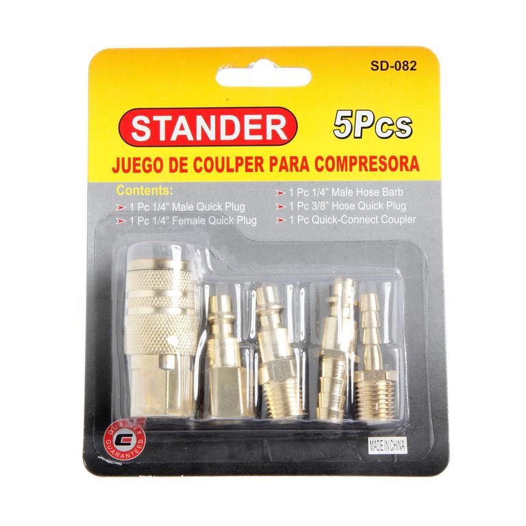 Acople Rápido de Bronce 1/4" 5 Piezas