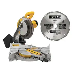 DEWALT - Sierra Ingleteadora Eléctrica 10" 1600W DWS713 + Disco Sierra de 10'' de 80 Dientes