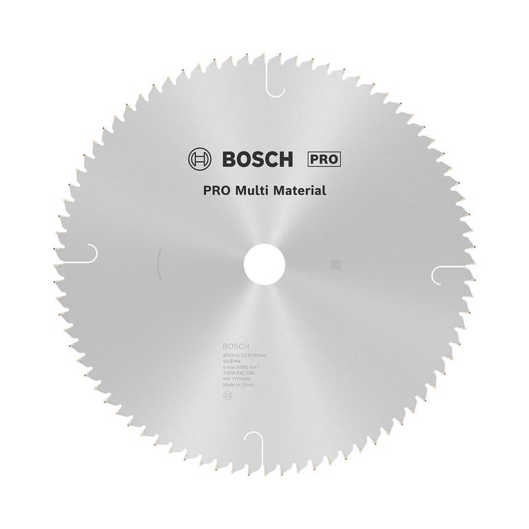 Disco de sierra circular multimaterial 305, orificio de 30 mm, 2 mm de espesor, 80 dientes