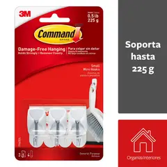 COMMAND - Gancho de Alambre Pequeño Blanco x 3 unid.