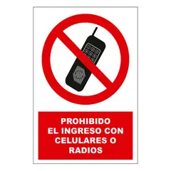 FIXSER - Señal de Prohibido el Ingreso con Celulares 15x22.5 cm.