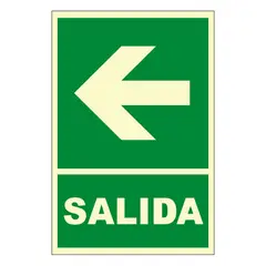FIXSER - Señal de Ruta de Evacuación Izquierda Fotoluminiscente 20x30 cm.
