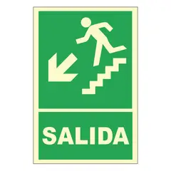 FIXSER - Señal de Escalera Abajo Izquierda Fotoluminiscente 20x30 cm.