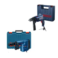BOSCH - Martillo Demoledor SDS Max Alámbrico 1500W + Taladro percutor GSB 13 RE 750W+ maletín plástico