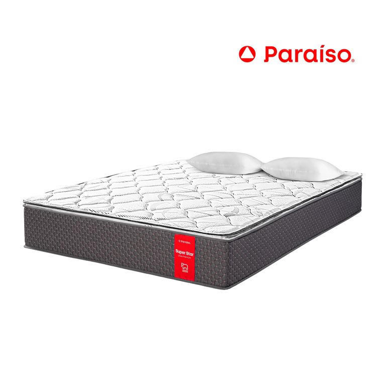 Colchón Paraíso Super Star 2 Plazas + 2 almohadas + protector