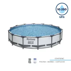 BESTWAY - Piscina Estructural Redonda con Bomba Steel Pro 427x84cm 10220l