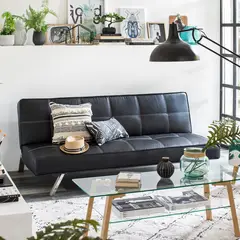 JUST HOME COLLECTION - Sofá Cama Futón 3 Cuerpos Niza Negro
