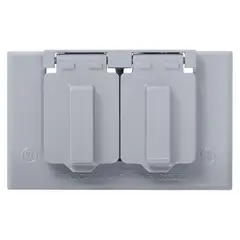LEVITON - Placa Doble Hermetica Horizontal Plomo