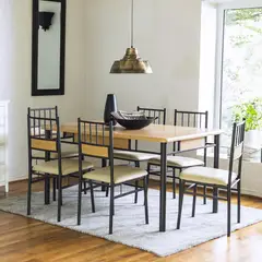 JUST HOME COLLECTION - 6 Sillas Mesa Rectangular 150 x 90 x 76 cm Café