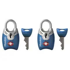 MASTER LOCK - Candado para Maleta con Llave TSA 4689T Masterlock x 2 unid