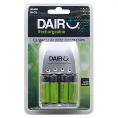 DAIRU - Pack Cargador y 2 Pilas Recargables AA