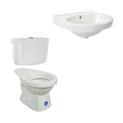 undefined - Taza Acuacer Laguna Blanco + Tanque Acuacer Ecoline Blanco + Lavamanos Sobre Pedestal Bali Blanco