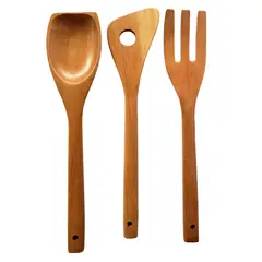 LALY - Juego x3 de Utensilios de Cocina Madera