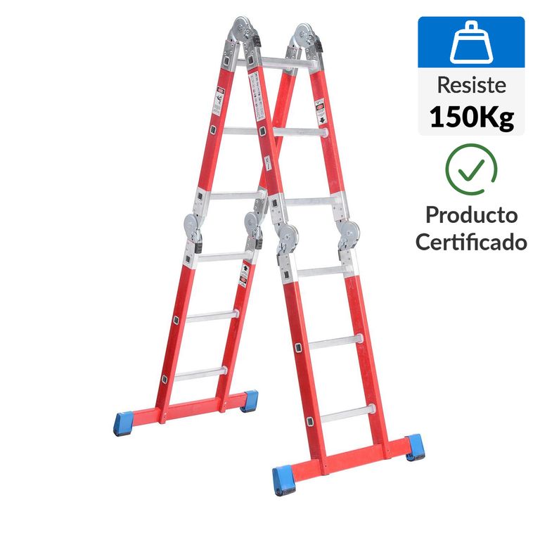 Escalera Articulada de Fibra de Vidrio 12 Pasos 150Kg