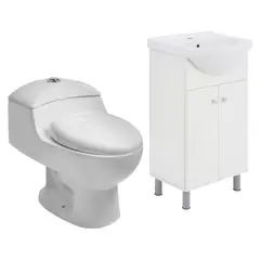 DACQUA - Inodoro One Piece Lara Plus blanco + Mueble Vanitorio Nantes 50x43x83cm