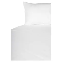 JUST HOME COLLECTION - Juego de Sábanas Algodón 1.5 Plazas 144 Hilos Blanco