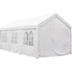 JUST HOME COLLECTION - Toldo Armable Acero Blanco con Cortinas 3X6 M