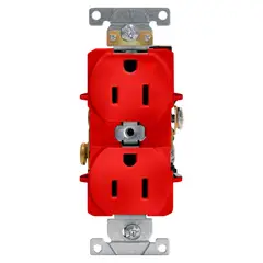 LEVITON - Tomacorriente doble Aislada Roja